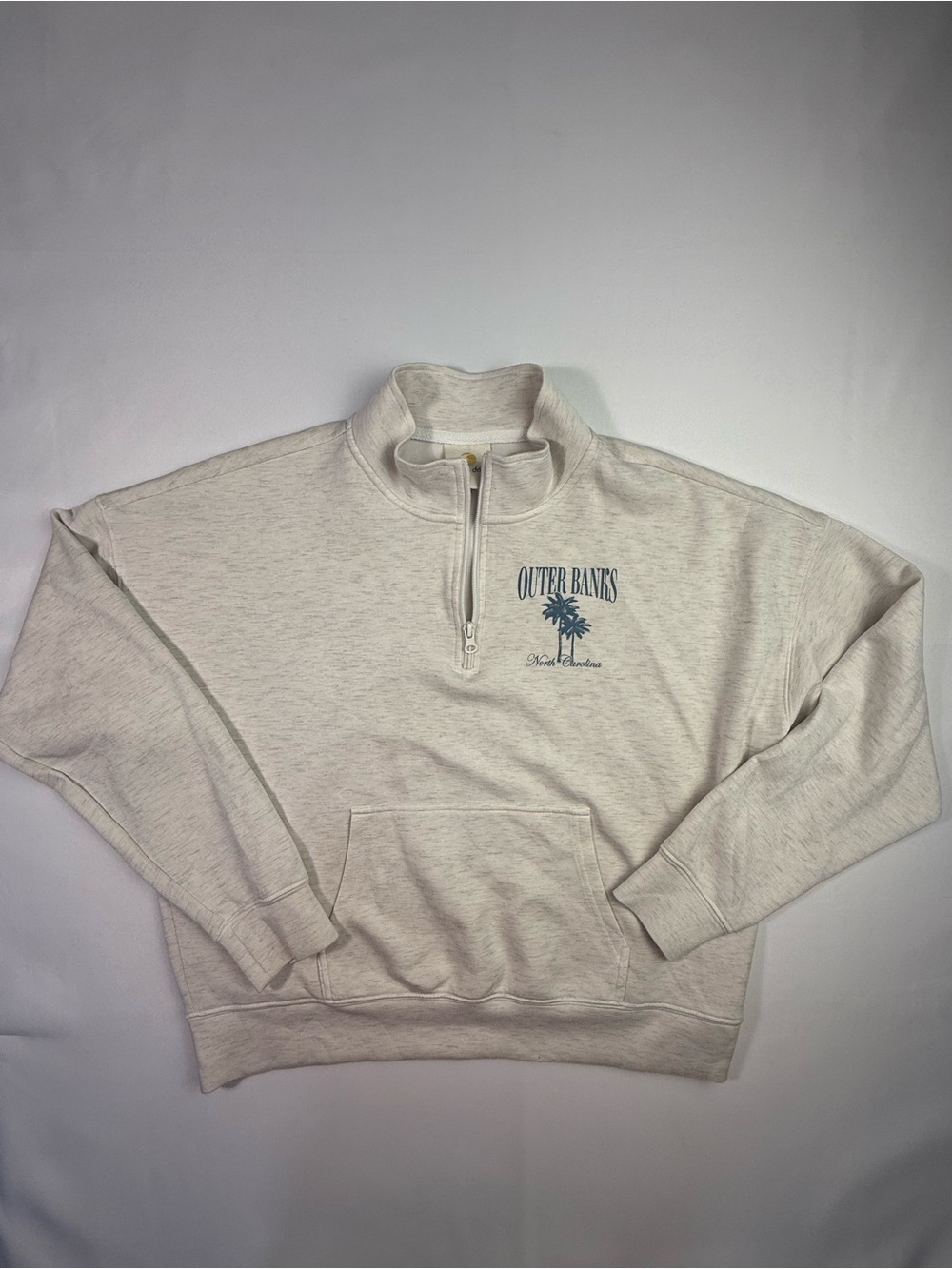 Ocean Drive Cream Quarter-Zip Outer Banks Sweatshirt